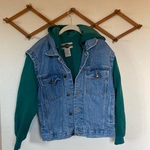 Mixed Denim Hoodie Jacket